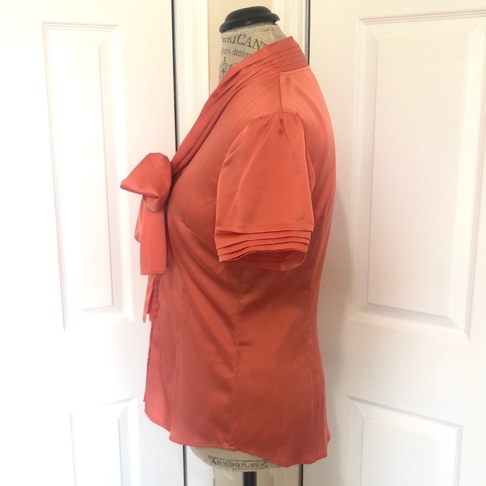 Orange Front Bow Festive Blouse - Picture 3 of 11